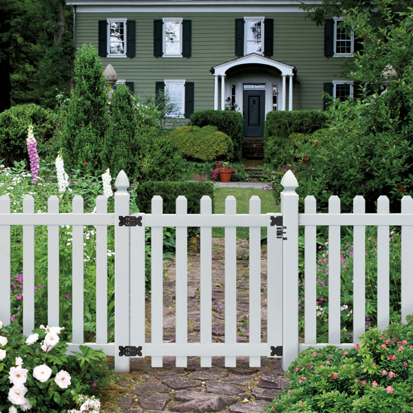 Outdoor Essentials Glendale 4 ft. x 42 in. White Vinyl DogEar Picket Fence Gate Wayfair